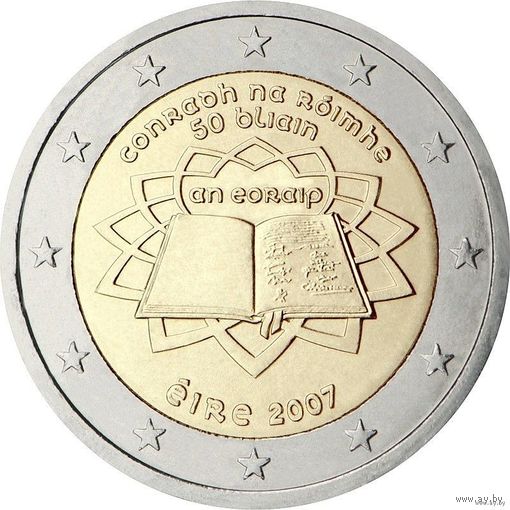2 евро 2007 Ирландия 50 лет подписания Римского договора UNC из ролла