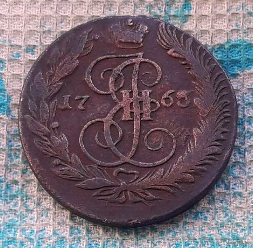 Российская Империя 5 копеек 1763 года. ЕМ. Екатерина I.