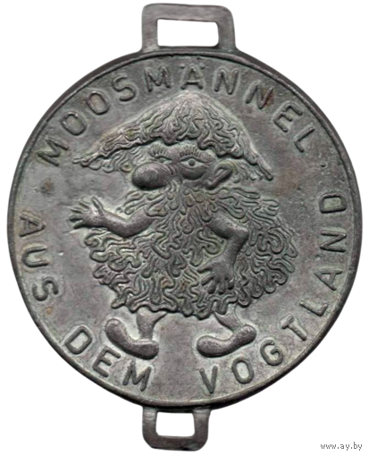 Жетон (медаль, медальон) Моховой человек. Германия. На оборотной стороне заклинание для вызывания лесного духа. 42 мм