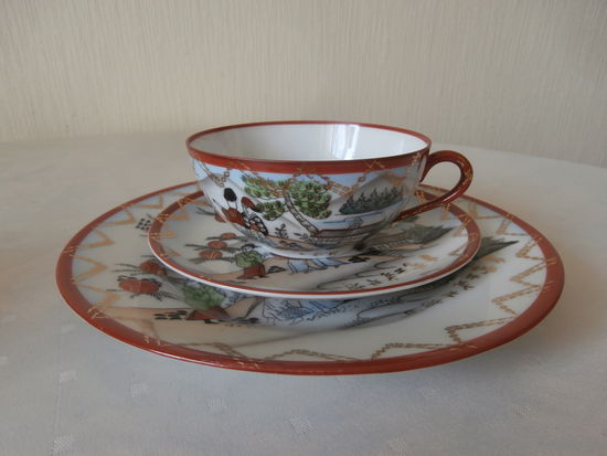 Трио фарфор (просвечивается, тонкий) Япония ХХ век.