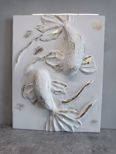 Панно, картина барельеф, Золотое течение, 2026