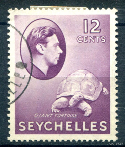 Британские колонии - Сейшелы - 1938/49г. - король Георг VI, ландшафты, черепаха, 12 с - 1 марка - гашёная [Mi 128]. #3-WB-88-A-1