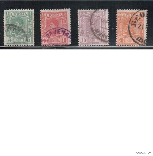 Сербия-1890,(Мих.28-31)  гаш.   ,  Стандарт, Король Александр