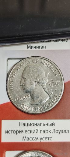США. 25 центов (квотер) Национальный исторический парк Лоуэлл 2019