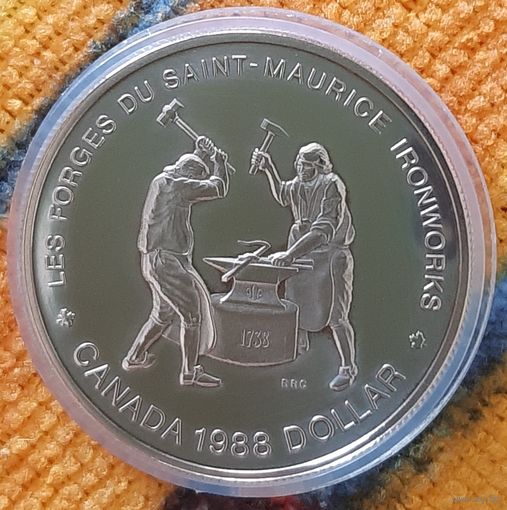 Канада 1 доллар 1988 250 лет кузницам Сен-Мориса, UNC