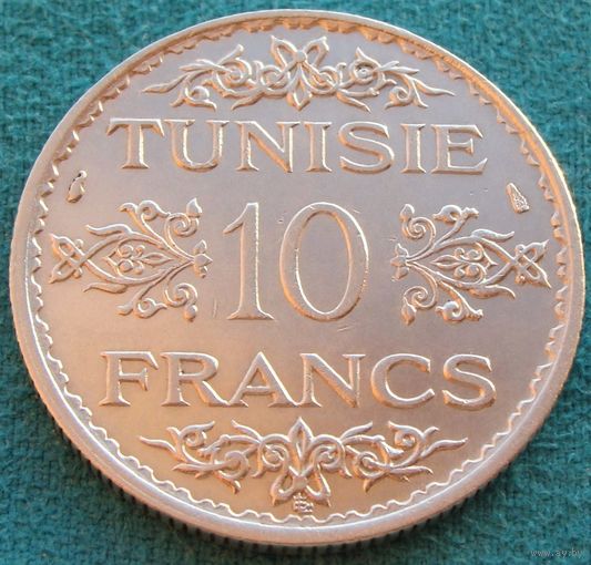 Тунис. 10 франков 1934 год   KM#262   Тираж: 1.501.000 шт