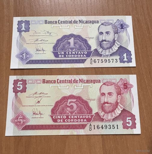 Банкнота Никарагуа 1 и 5 центов