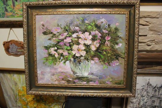 Авторская работа Валентина Семитко, "Букет" размер по подрамнику 40Х50, размер по раме 65Х53, холст, масло, подпись автора, оформлена в раму