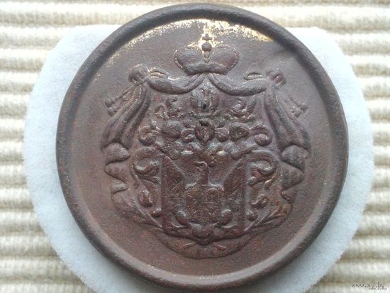 Пуговица герб князей Радзивиллов, ливрейная, диаметр 3 см, остатки позолоты.