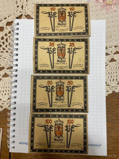 Нотгельд 10-25-50-100 пфеннигов. Германия. Веймарская республика Франкфурт -0201