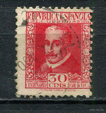 Испания (Республика II) - 1935 - 300-летие со дня смерти Ф. Лопе де Веги 30С - [Mi.643A] - 1 марка. Гашеная.  (Лот 24Fy)-T25P31