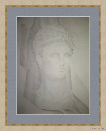 Рисунок, карандаш, гипсовая голова 90-е