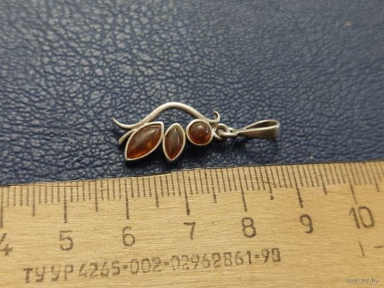 Подвеска серебро с янтарём 16
