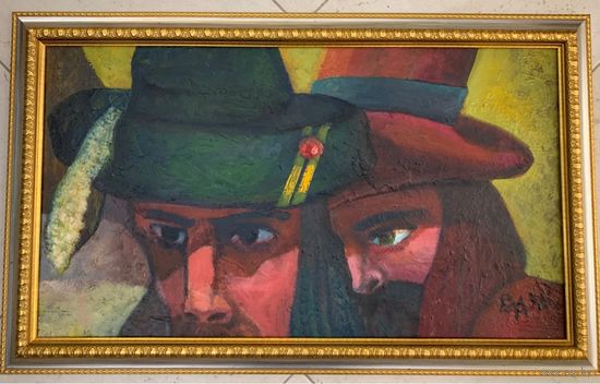 Акулов В.И. " Вольные люди", 2006 г. ДВП, масло. Размеры: 37х65 см.