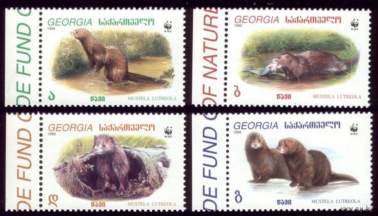 4 марки 1999 год Грузия Грызуны Разновидность 2 308-311