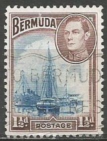 Бермуды. Король Георг VI. Гавань в Гамильтоне. 1938г. Mi#102.