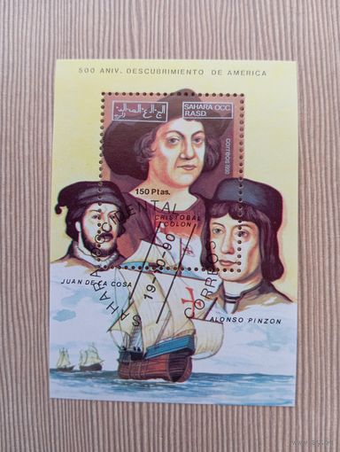 М-6. БЛОК. САХАРА. 500 ЛЕТИЕ ОТКРЫТИЕ АМЕРИКИ.