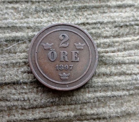 Werty71 Швеция 2 эре 1897