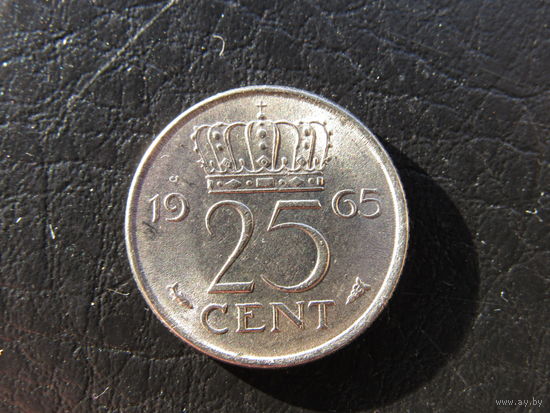 Нидерланды 25 центов, 1965. С 20 копеек. Распродажа коллекции. Смотрите другие лоты.