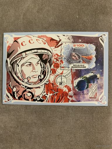 Габон 2019. Первая женщина космонавт Валентина Терешкова. Блок