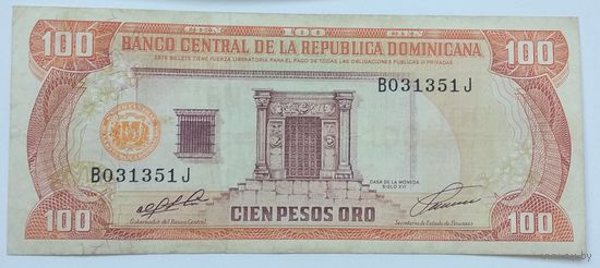 Доминикана 100 Песо 1991, XF, 611