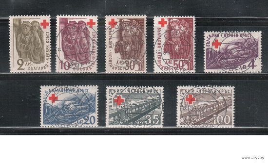 Болгария-1946, (Мих.516-523),  гаш.  , Война, Красный Крест(полная серия)
