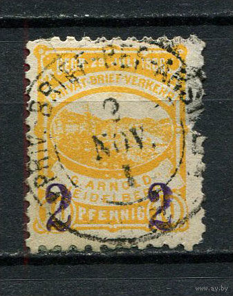 Германия - Гейдельберг - Местные марки - 1887 - Надпечатка (фиол.) нового номинала 2 на 10Pf - (есть тонкое место) - [Mi.57Aiic] - 1 марка. Гашеная.  (Лот 97CS)