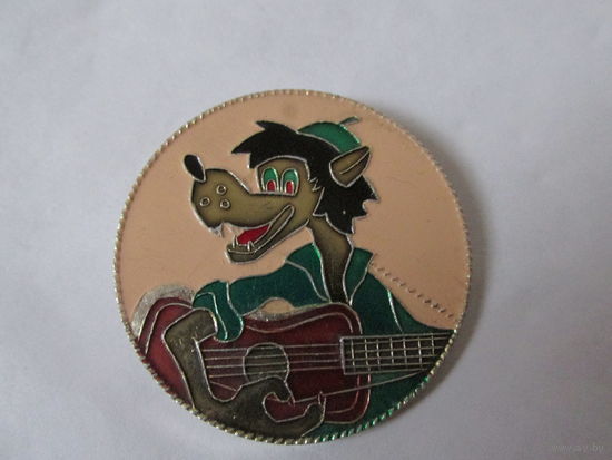 ЗНАЧОК ВОЛК С ГИТАРОЙ .