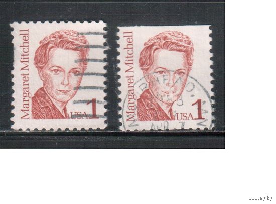 США-1986, (Мих.1840),  гаш., Стандарт, Личности, М.Митчелл (одиночка), 2 зубцовки(2)