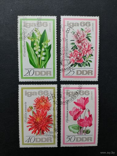 ГДР 1966 Полная серия марок "Международная выставка сада (IGA)" (спецгашение с клеем без наклеек) Mi.1189-1192 каталог 7.00 евро