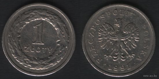 Польша y282 1 злотый 1991 год (mw) (_4