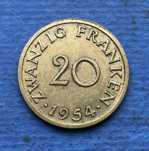 Саар (Саарленд, Саарланд) 20 франков 1954