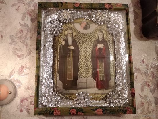 Икона сер.20в.св.Дм.Прилуцкого и св.Преп.Марии 40х46см.