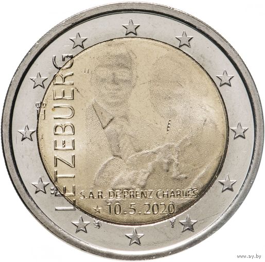 2 евро 2020 Люксембург  Рождение принца Чарльза UNC из ролла фото