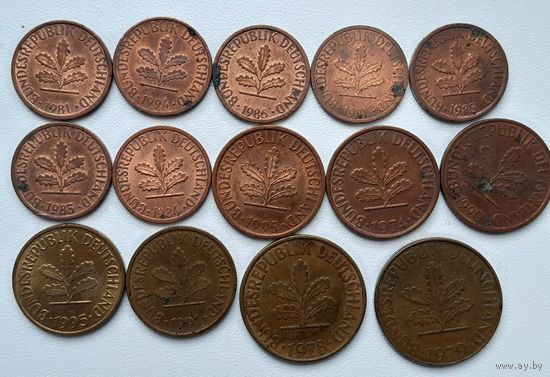 Монеты, Германия, 14 штук.