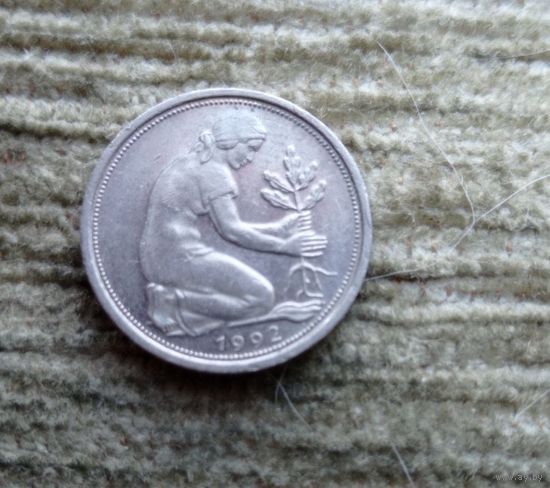 Werty71 Германия ФРГ 50 пфеннигов 1992 А