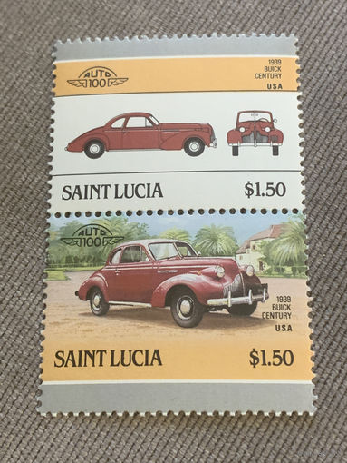 Сент-Люсия. Автомобили мира. Buick Century 1939. Марка из серии