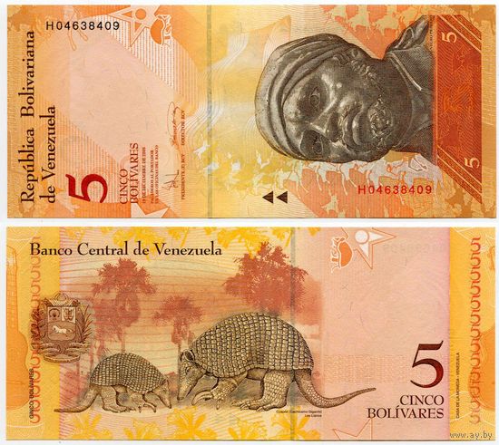 Венесуэла. 5 боливаров (образца 2008 года, P89c, UNC)