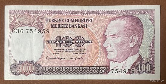 Банкнота 100 лир 2006 год. Турция. Мустафа Кемаль Ататюрк