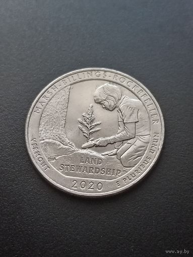 США 25 центов 2020 г. D - Национальный исторический парк Рокфеллера. Вермонт