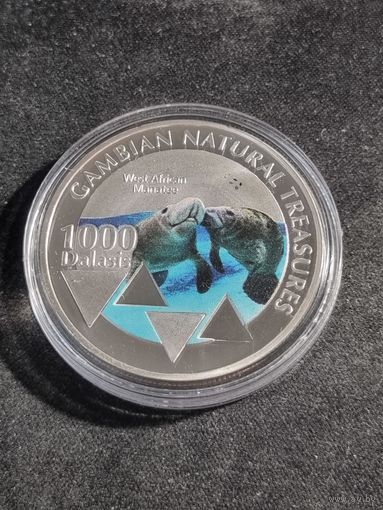 Гамбия монета ( сувенирная ) 1000 даласи 2015 (посеребрение) Unc