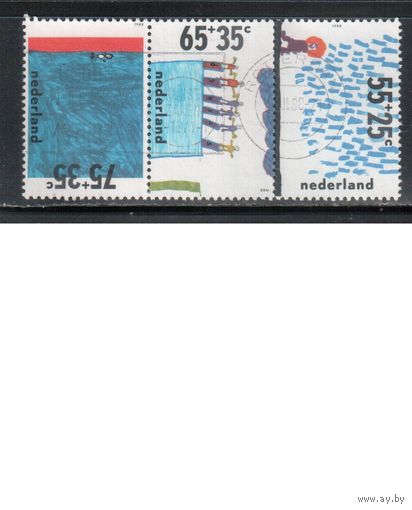 Нидерланды-1988, (Мих.1353-1355), гаш. ,Детский рисунок(полная серия)