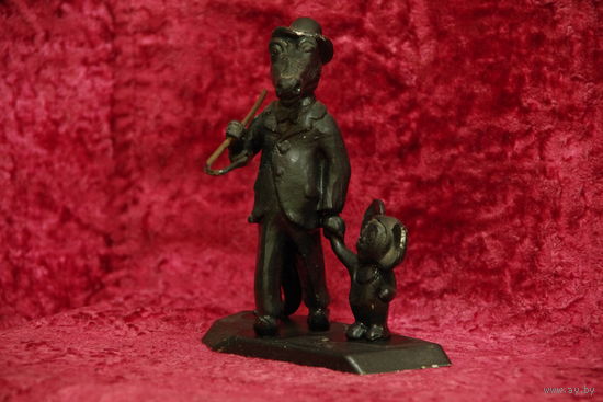 Статуэтка " Крокодил Гена и Чебурашка " ( силумин )