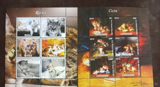 СЕРИЯ БЛОКОВ  СОБАКИ КОШКИ  фауна   MNH