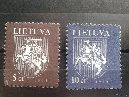 Литва 1994 Стандарт, герб Погоня 10с - голубая