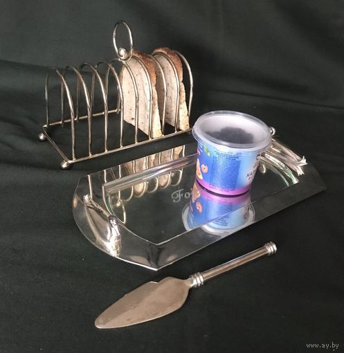 Поднос для фуа-гра, тостов. Франция Серебрение