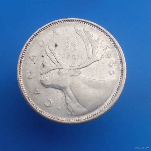 Канада 25 центов 1965 серебро .800