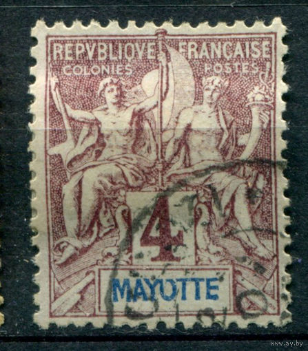 Французские колонии - Майотта - 1892/99г. - аллегория, 4 с - 1 марка - гашёная [Mi 3]. #4-W1-125-A-1