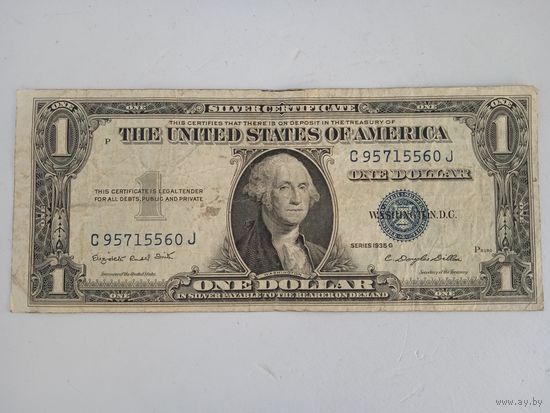 Доллар 1935 год с синей печатью, редкий, с рубля