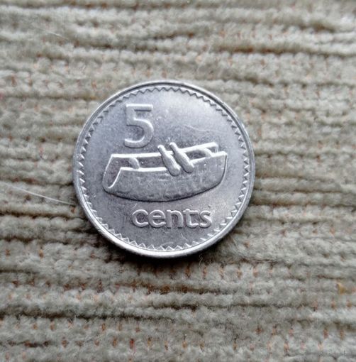 Werty71 Фиджи 5 центов 1992 Средний портрет Королевы Лали фиджийский барабан